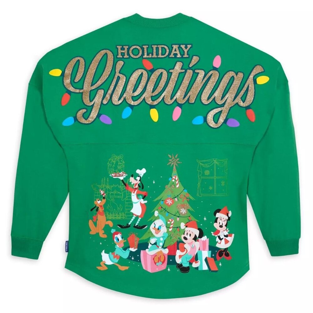 Disney NWT Classic Christmas Mickey Holiday Greetings Spirit Jersey NEW